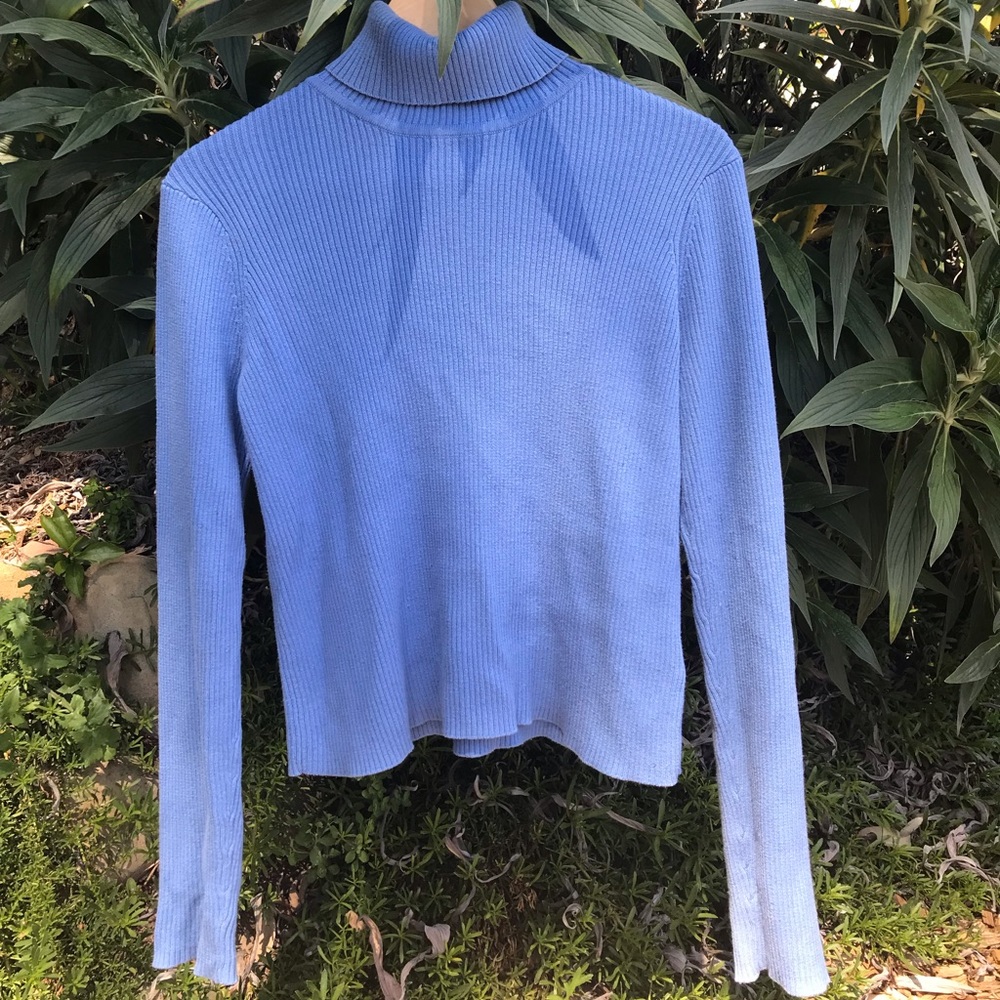 Blue Ribbed Turtleneck
